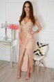Ružovo-zlaté maxi flitrové šaty Isabelle