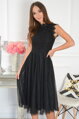 Čierne midi šaty s krajkou Diori