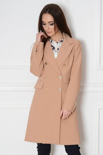 Pieskovo-hnedý elegantný kabát Ferito