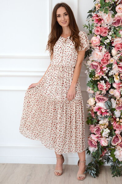 Béžové kvetované šaty Avila