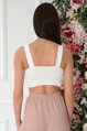 Smotanovo-biely crop top Rael