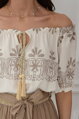 Boho blúzka Yedi krémová/ béžová