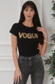 Čierne tričko s nápisom Vogue 