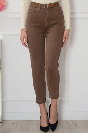Hnedé rifle Mom Fit - Haddy