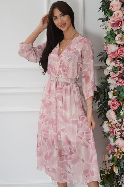 Ružovo-béžové šifónové šaty Nassu