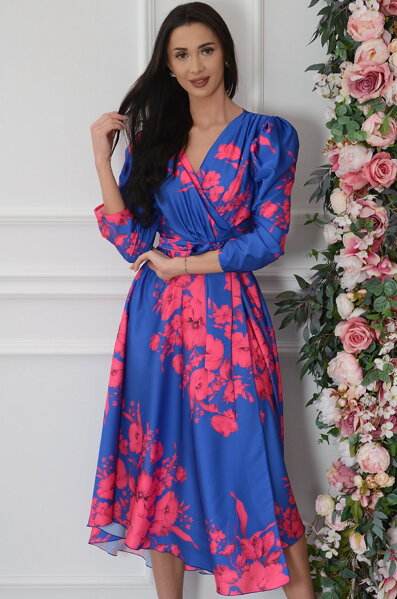 Modré kvetované šaty Deliana 