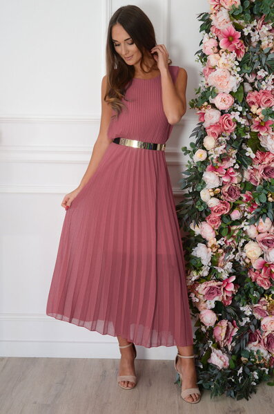 Ružové plisované šaty Aysel