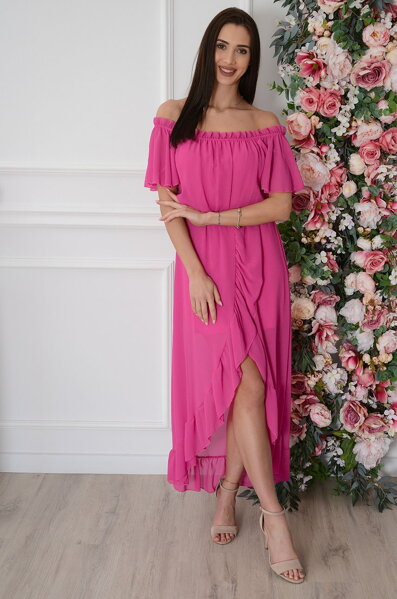 Ružové asymetrické šaty Alzona